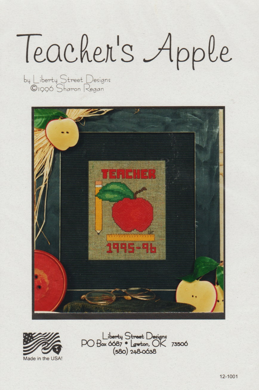 Liberty Street Designs Teachers Apple 12-1001 cross stitch pattern