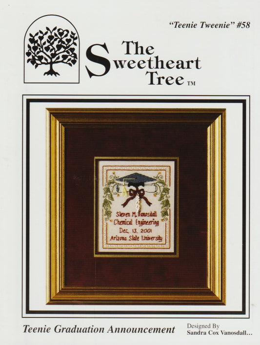 Sweetheart Tree Teenie Graduation Announcement 58 cross stitch pattern