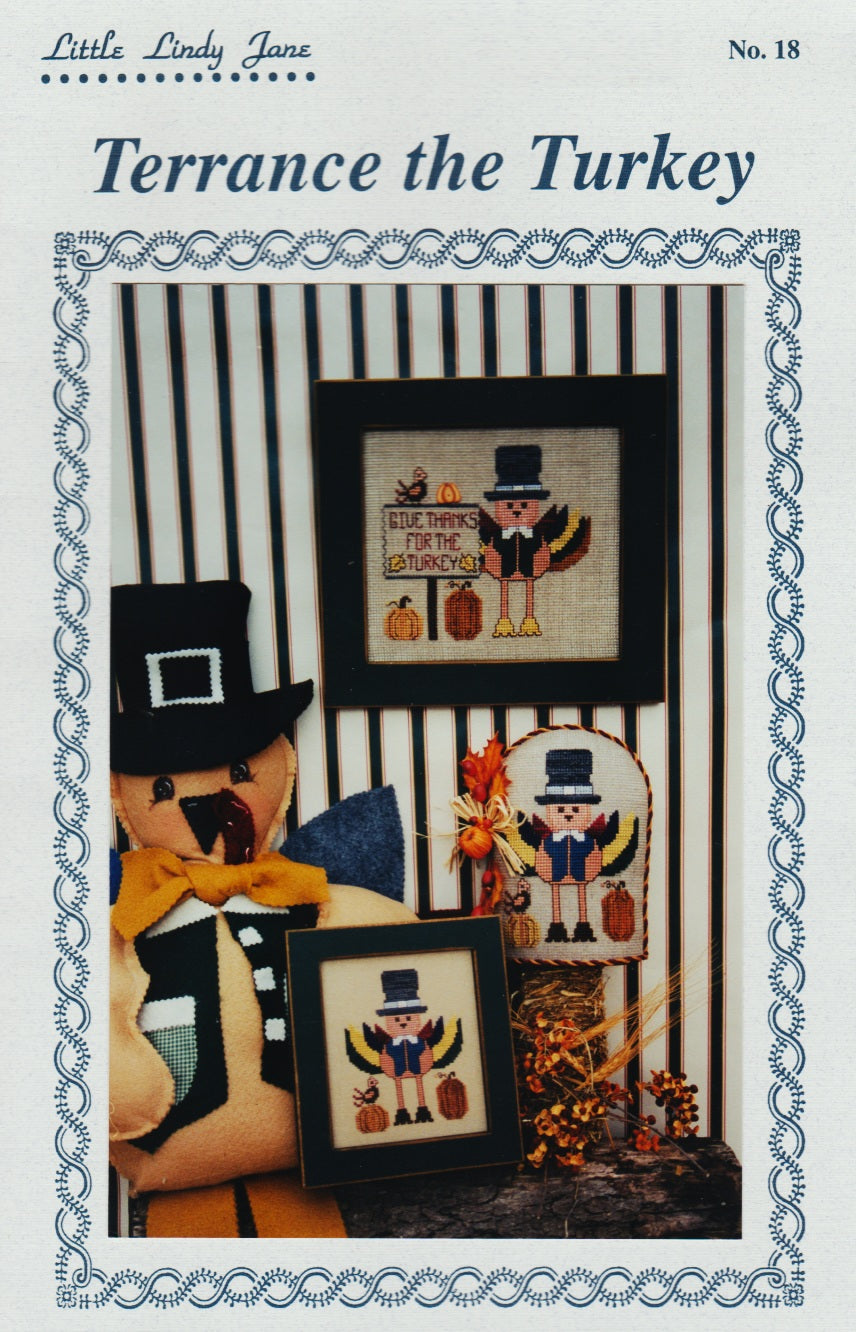 Little Lindy Jane Terrance the Turkey 18 cross stitch pattern