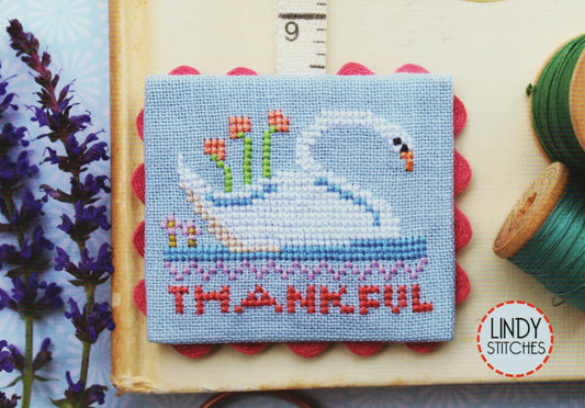 Lindy Stitches Thankful Swan cross stitch pattern