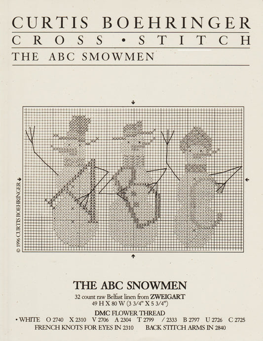 Curtis Boehringer The ABC Snowmen winter cross stitch pattern