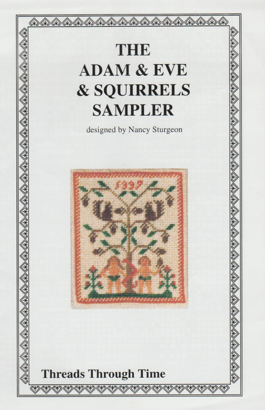 Threads Through Time The Adam & Eve & Squirrels Sampler cross stitch pattern