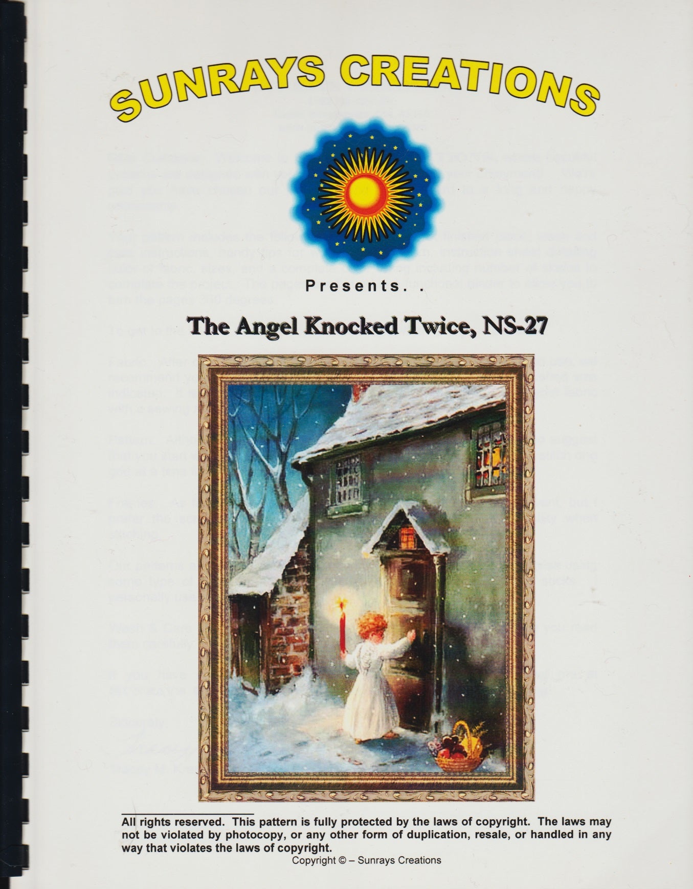 Sunrays Creations The Angel Knocked Twice NS-27 christmas cross stitch pattern