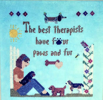 Sister Lou Stitches The Best Therapists Dogs! cross stitch pattern