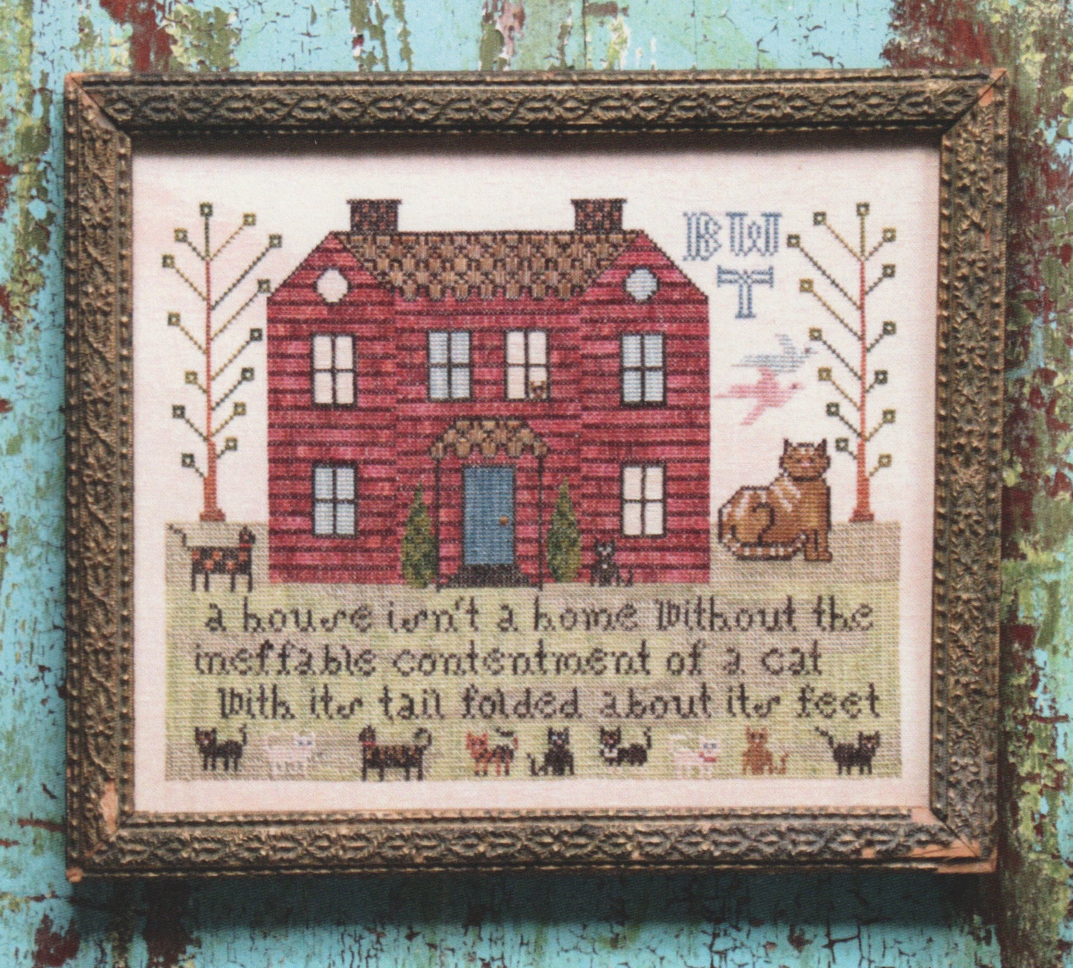 Heartstring Samplery The Cat Sampler reproduction cross stitch pattern
