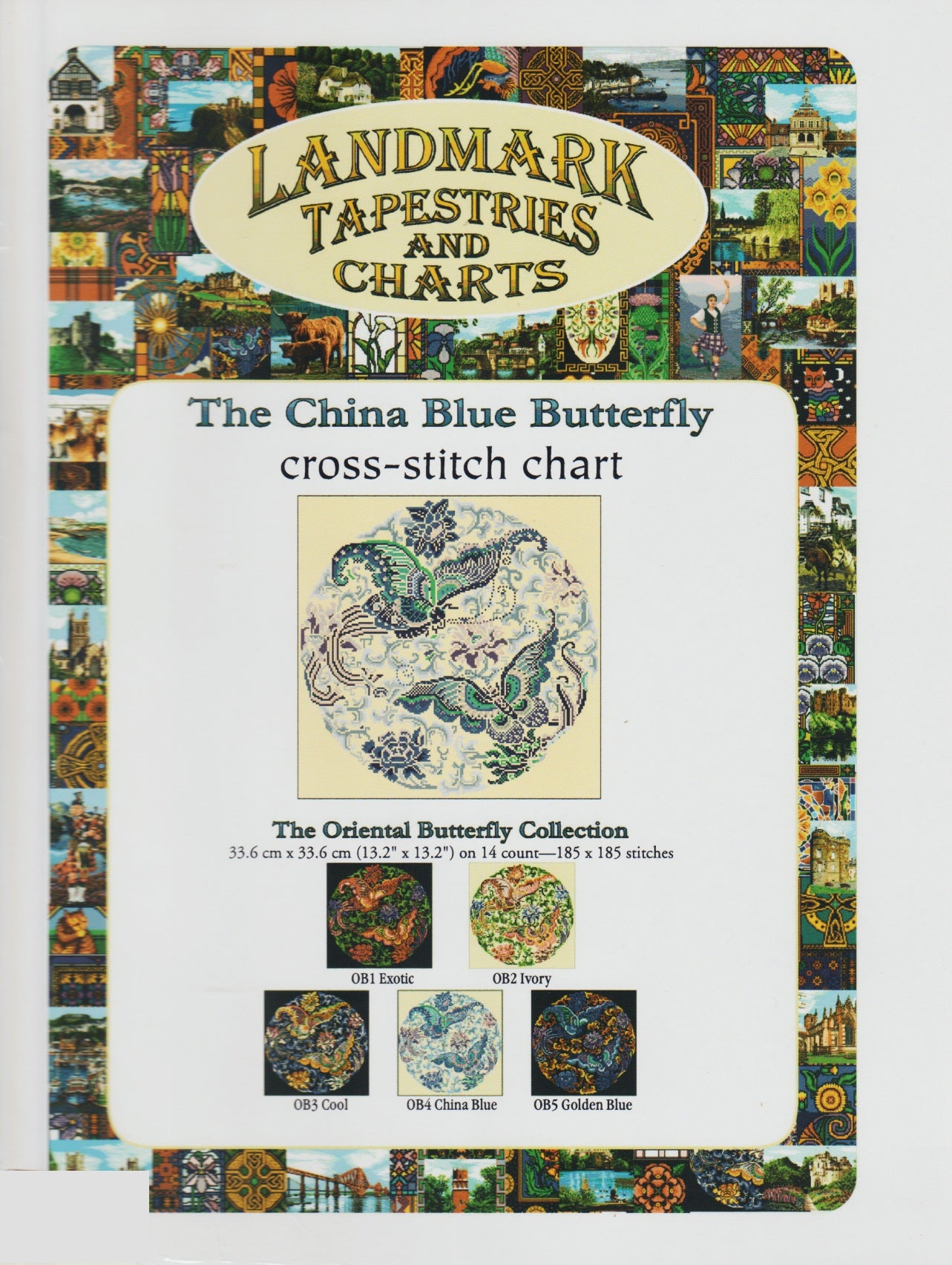 Landmark Tapestries and Charts The China Blue Butterfly asian mandala cross stitch pattern