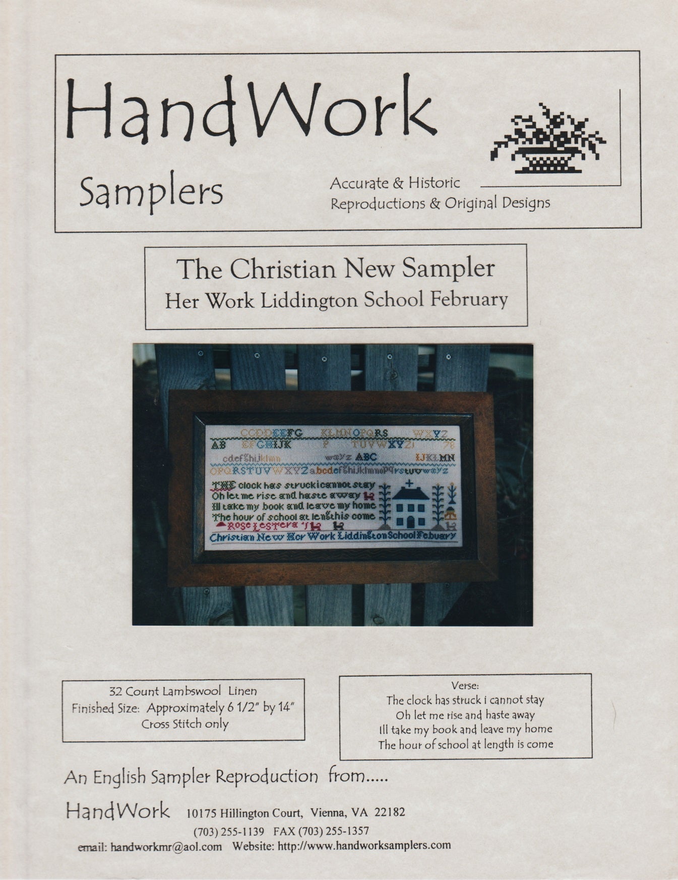 HandWork The Christian New Sampler cross stitch pattern