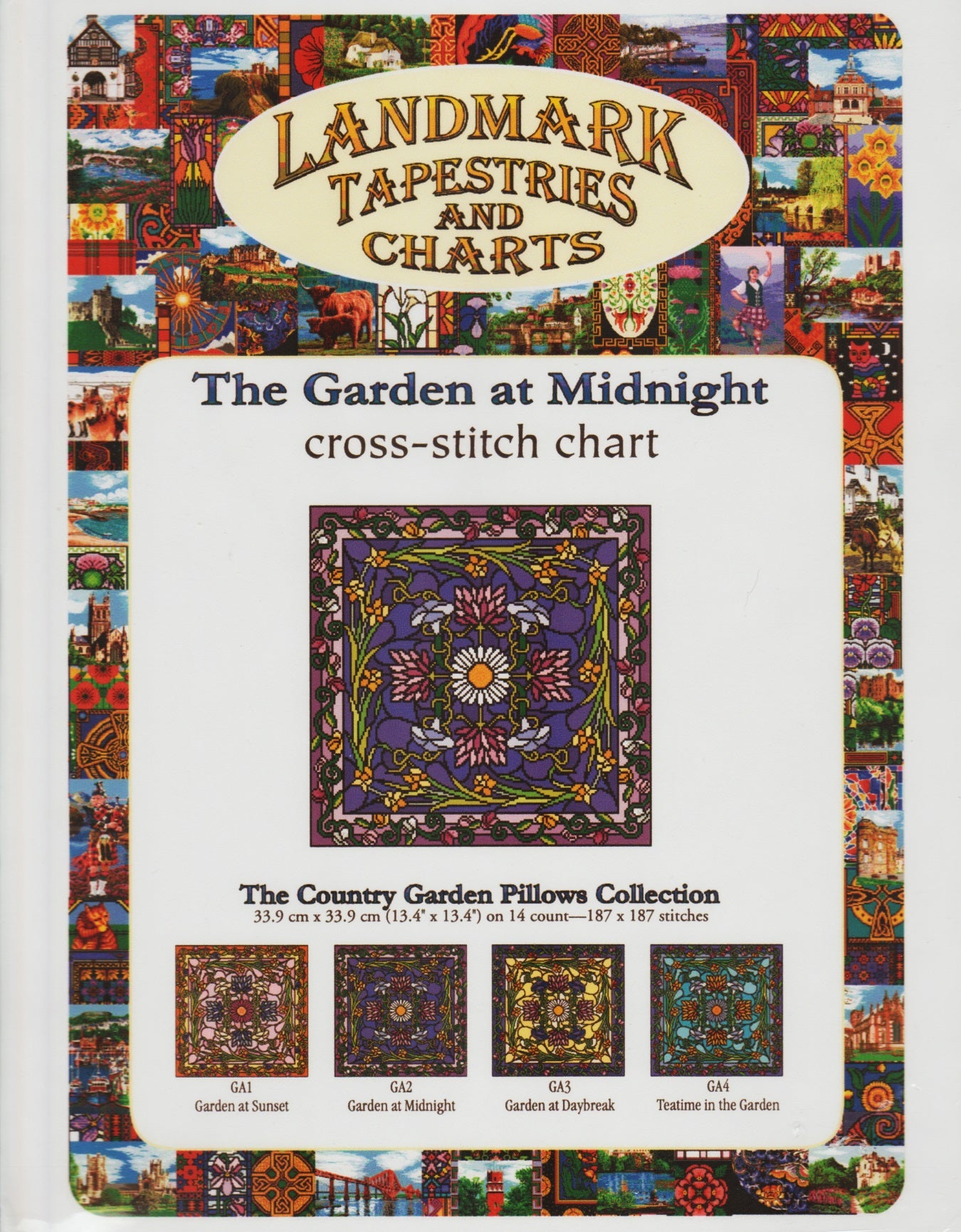 Landmark Tapestries The Garden at Midnight cross stitch pillow pattern