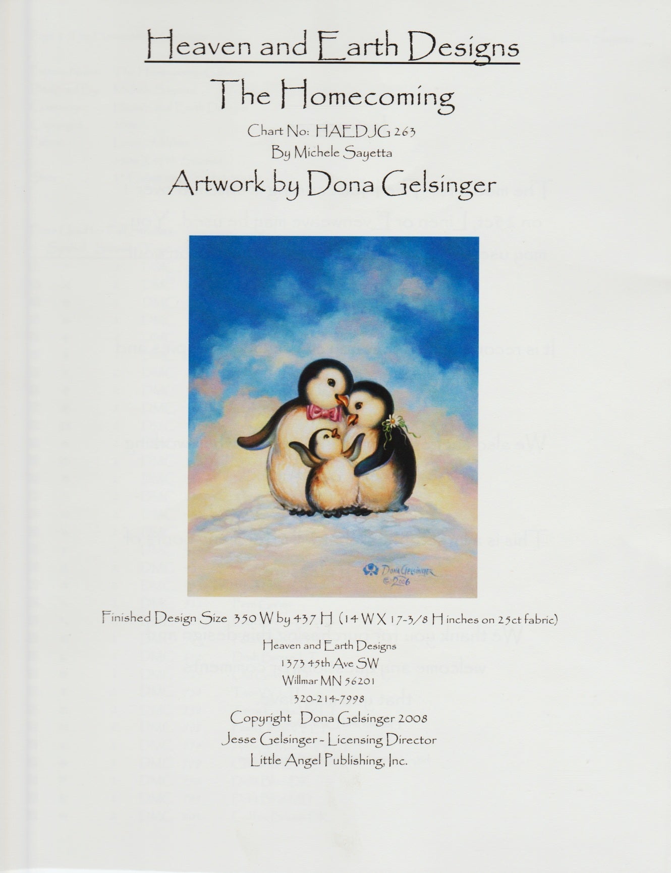 Heaven and Earth Designs The Homecoming HAEDJG263 cross stitch penguin pattern