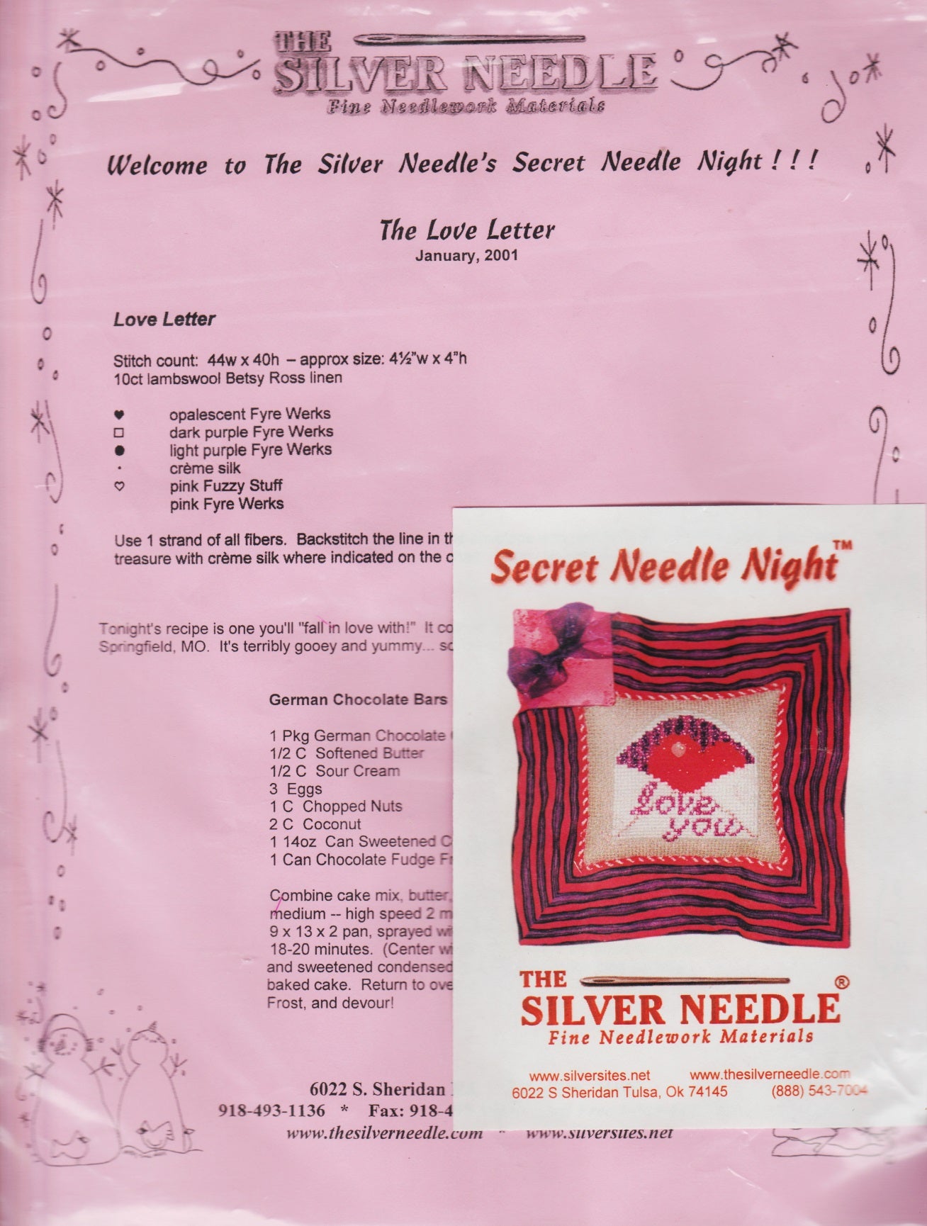 The Silver Needle The Love Letter cross stitch kit