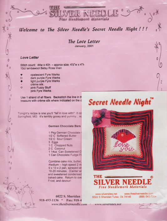 The Silver Needle The Love Letter cross stitch kit