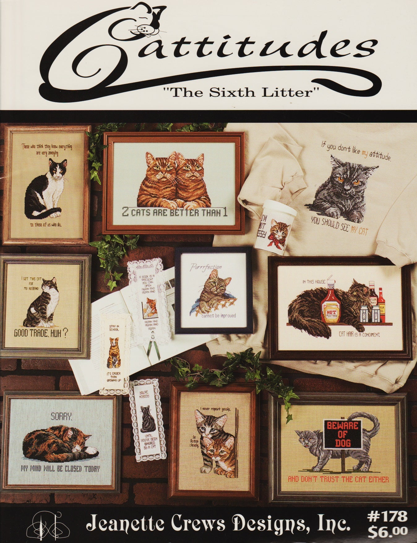 Jeanette Crews The Sixth Litter 178 cat cross stitch pattern