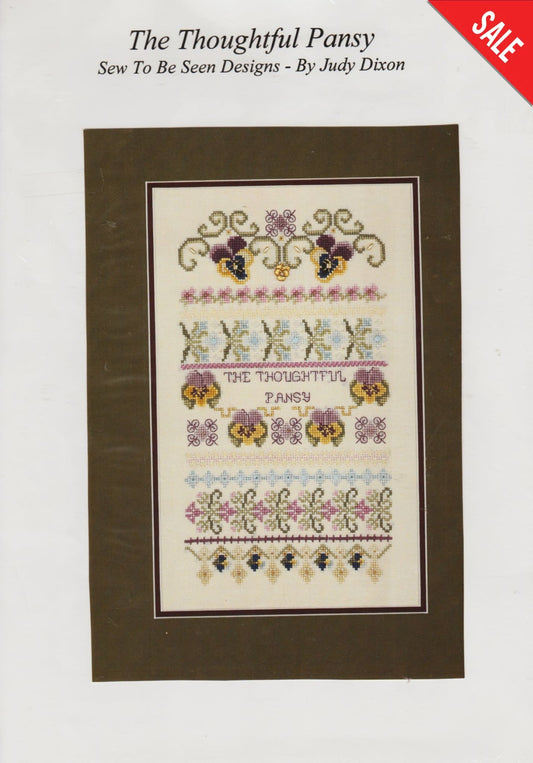 Sew To Be Seen Designs The Thoughtful Pansy flower sampler cross stitch pattern