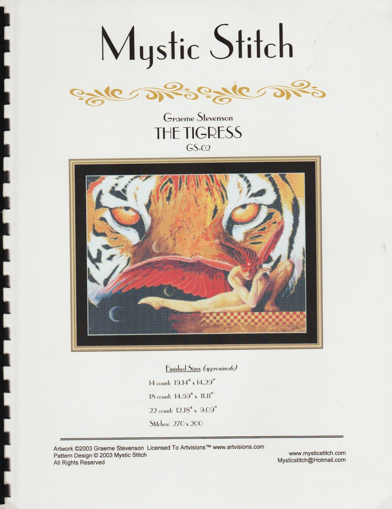 Mystic Stitch The Tigress GS-02 cross stitch pattern