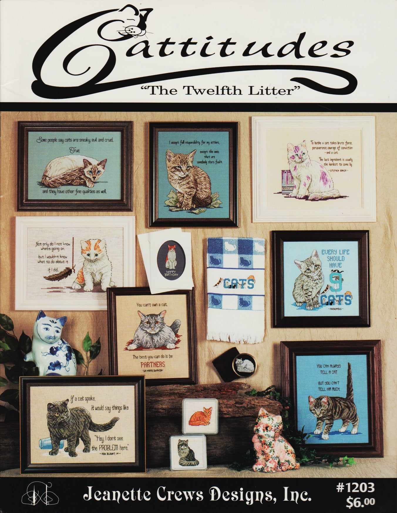 Jeanette Crews The Twelfth Litter 1203 cat cross stitch pattern