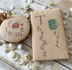 Lucy Beam Threadboard & Pin Disk  Love in Stitches - Heirloom Tomato Needlework set cross stitch pattern