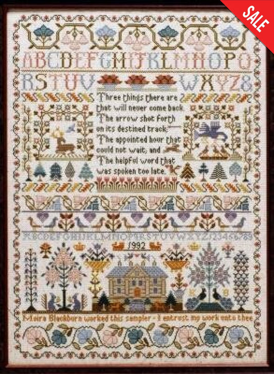 Moira Blackburn Three Things Sampler cross stitch pattern