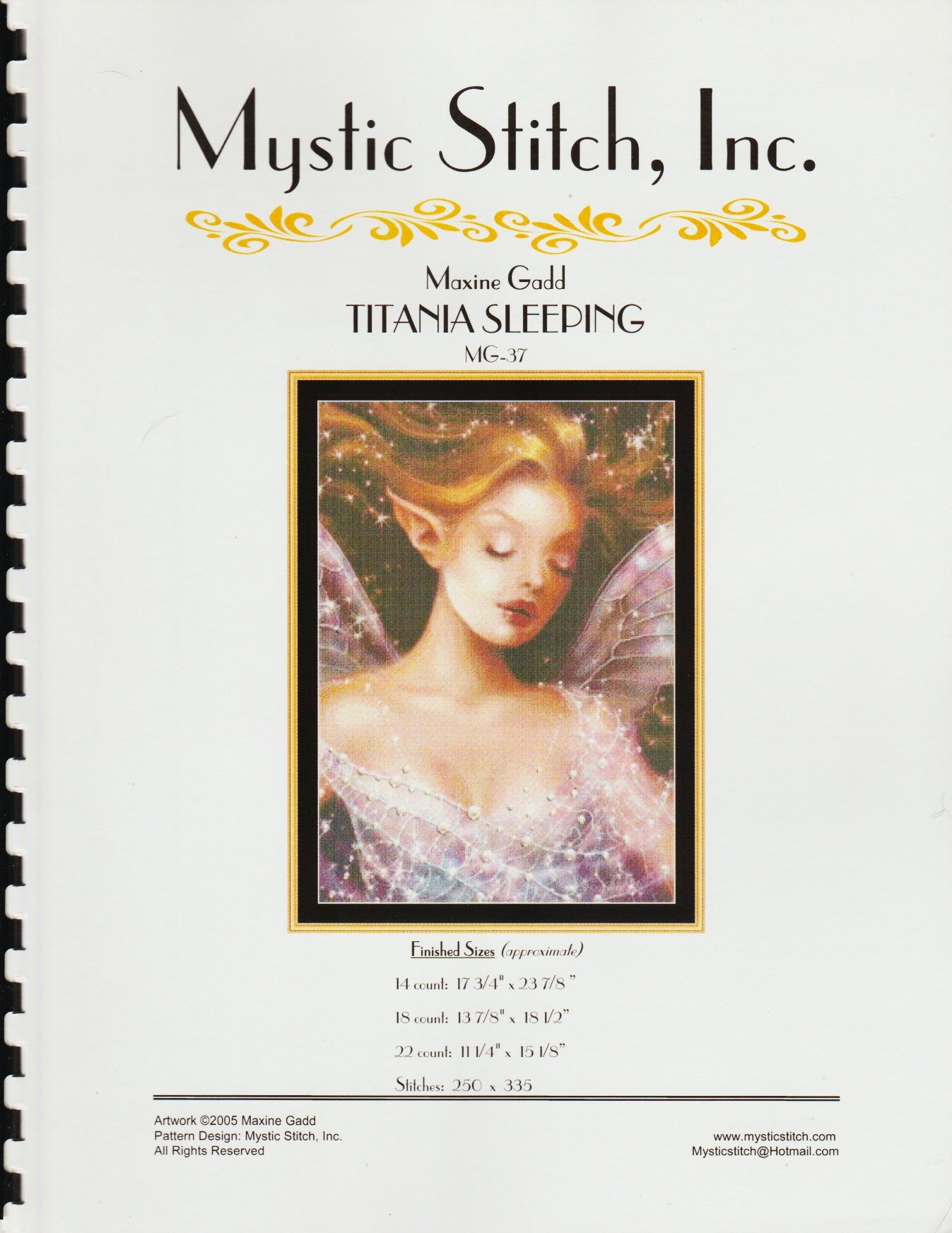 Mystic Stitch Titania Sleeping Maxine Gadd MG-37 cross stitch pattern
