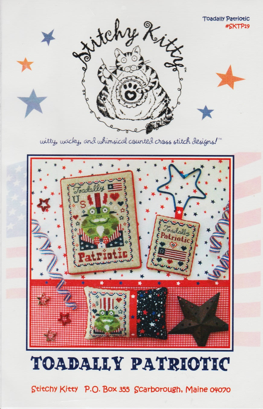 Stitchy Kitty Toadally Patriotic SLTP19 cross stitch pattern