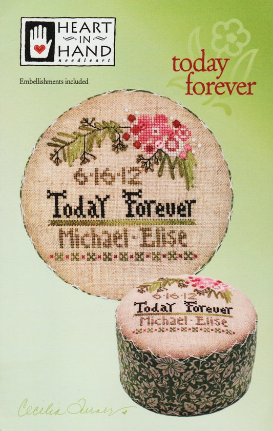 Heart in Hand Today Forever wedding cross stitch pattern
