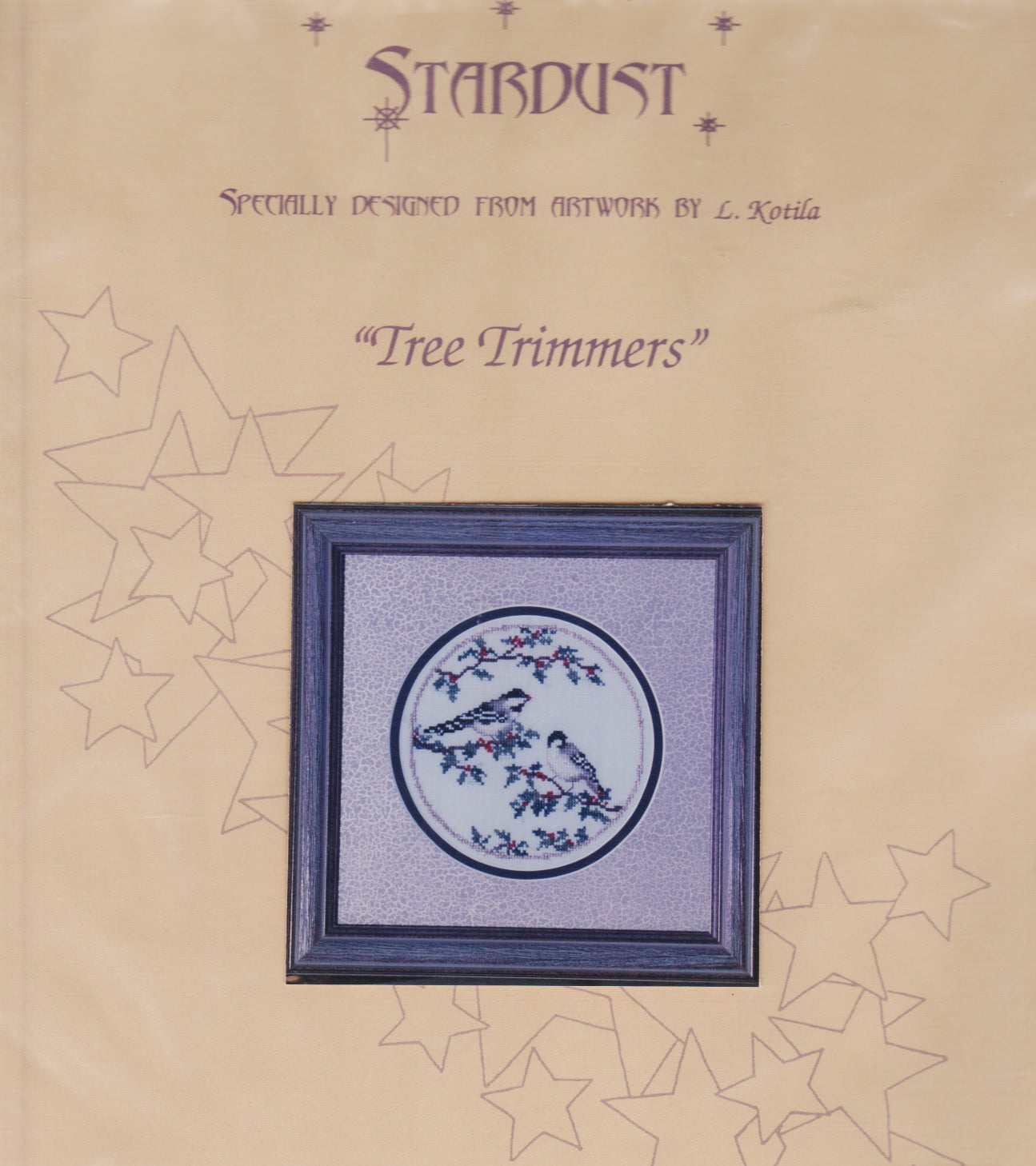 Stardust Tree Trimers birds & Holly cross stitch pattern