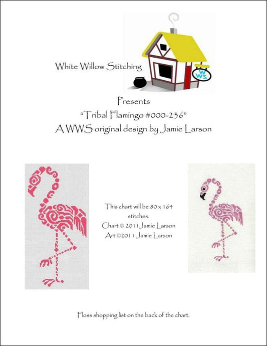 White Willow Tribal Flamingo 000-236 cross stitch pattern