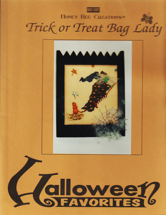 Honey Bee Creations Trick Or Treat Bag Lady halloween witch cross stitch pattern