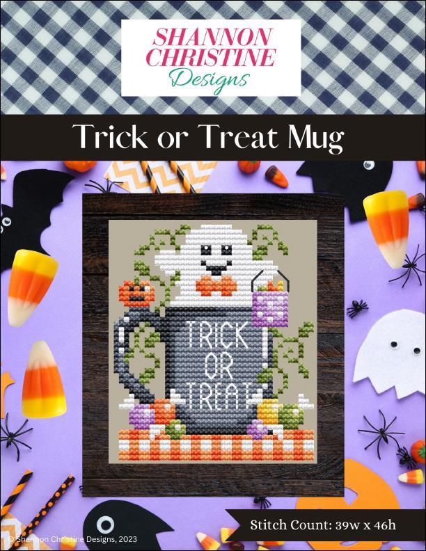 Shannon Christine Trick Or Treat Mug halloween cross stitch pattern