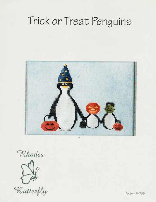 Rhodes Butterfly Trick Or Treat Penguins halloween H705 cross stitch pattern