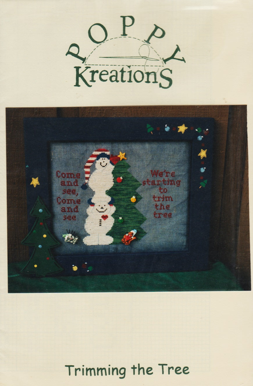 Poppy Kreations Trimming the Tree christmas  cross stitch pattern