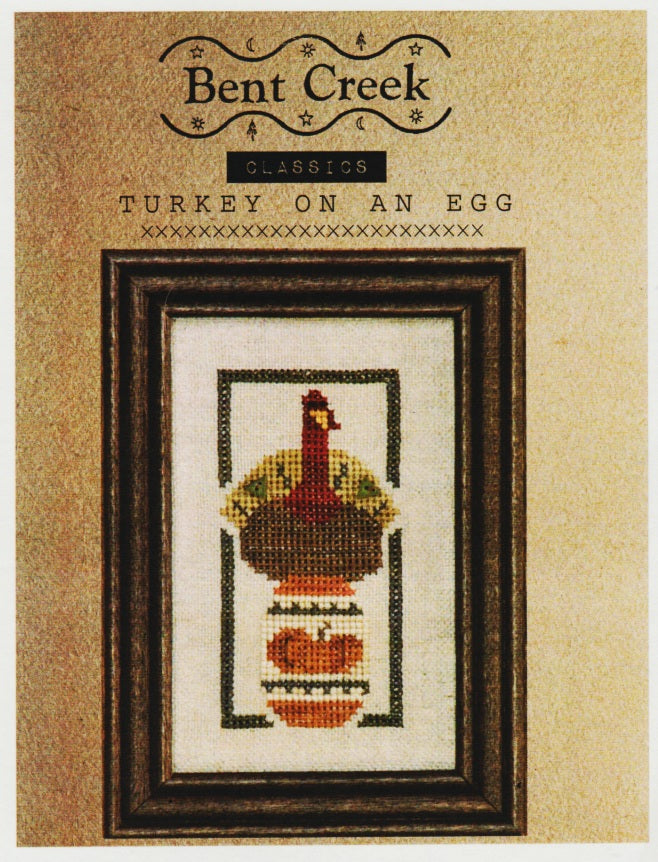Bent Creek Turkey on an Egg Thanksgiving cross stitch pattern