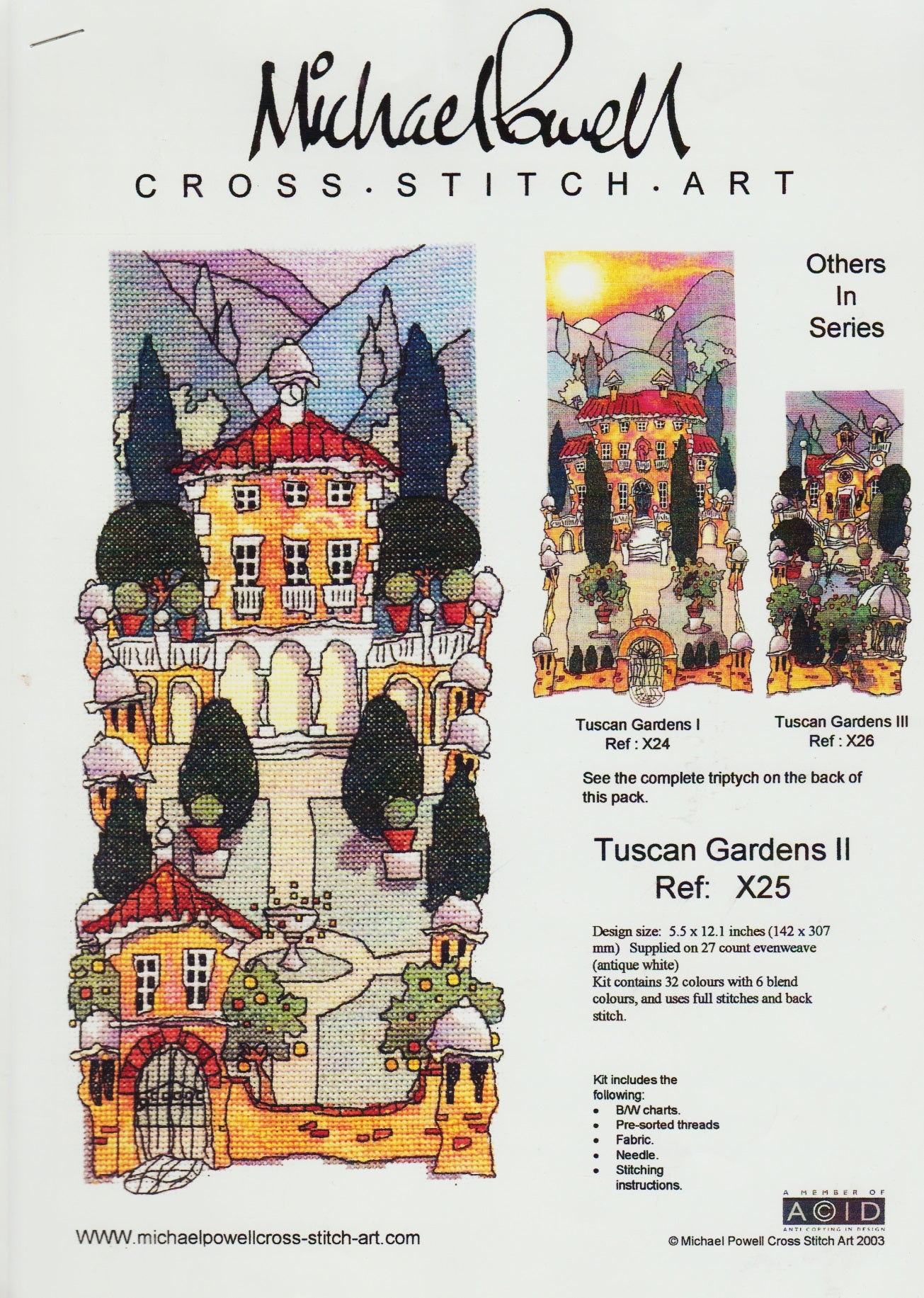 Michael Powell Tuscan Gardens II X25 cross stitch pattern