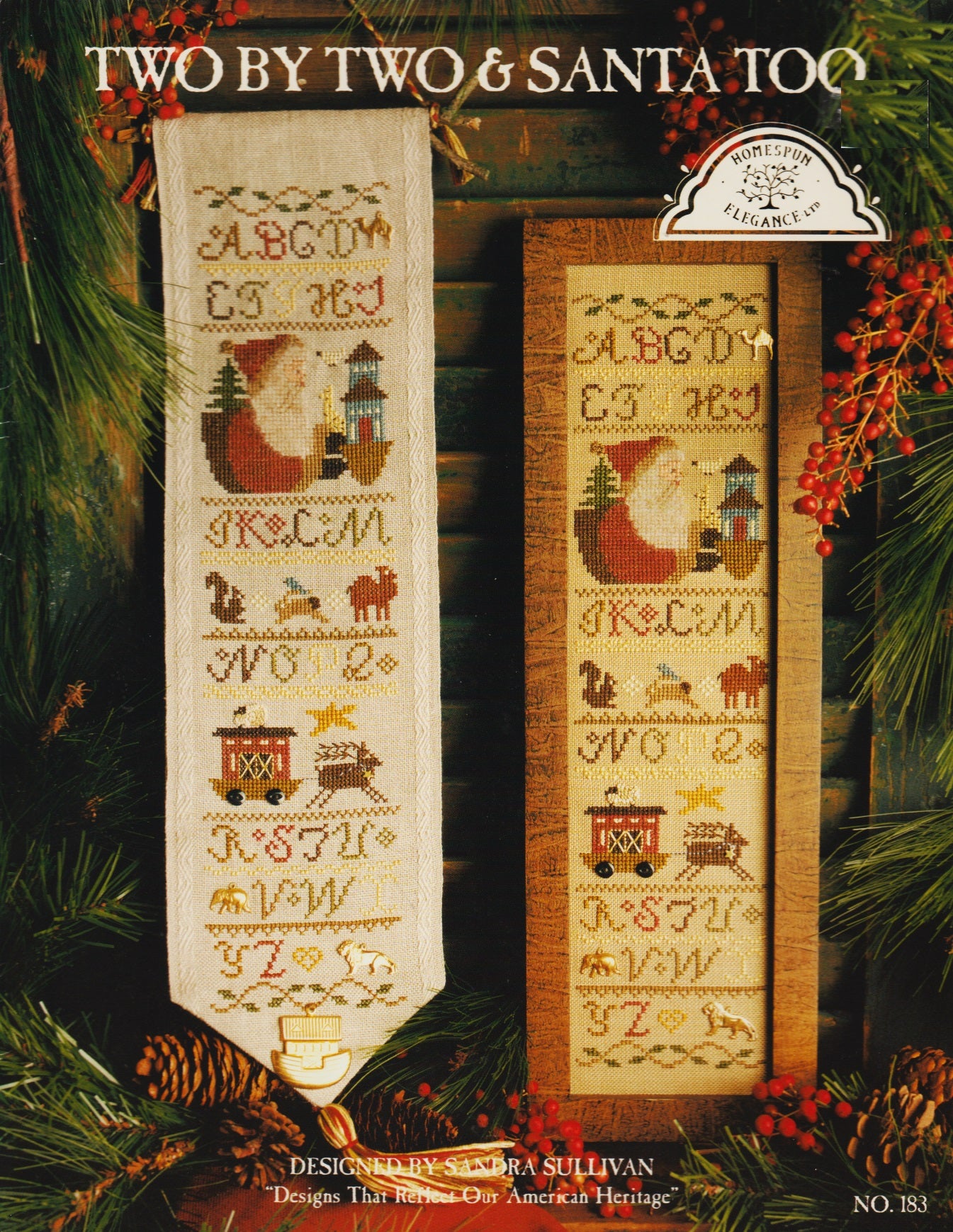 Homespune Elegance Two By Two & Santa Too 183 cross stitch pattern