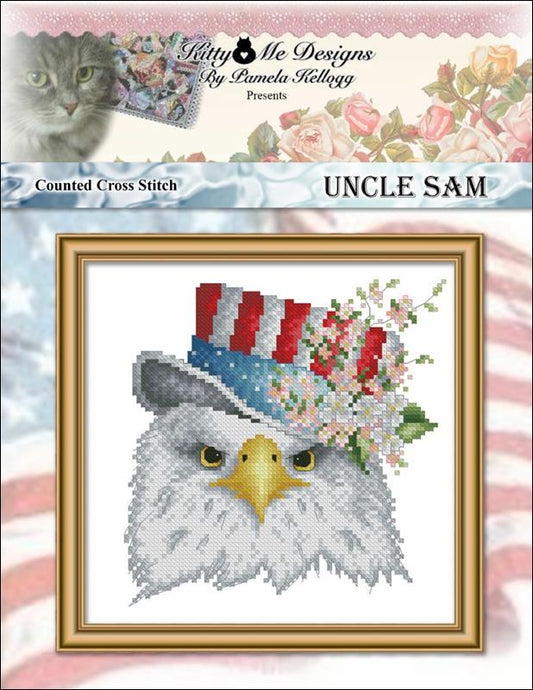 Kitty & Me Uncle Sam patriotic eagle cross stitch pattern