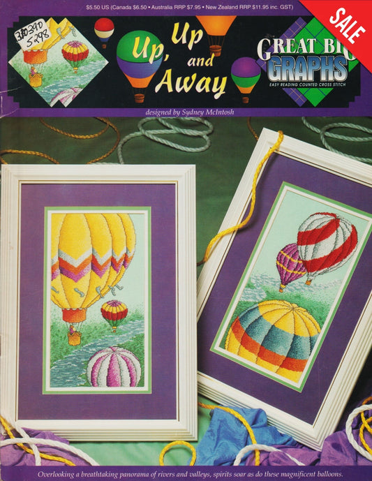 Great Big Graphs Up, Up, and Away hot air balloon cross stitch pattern