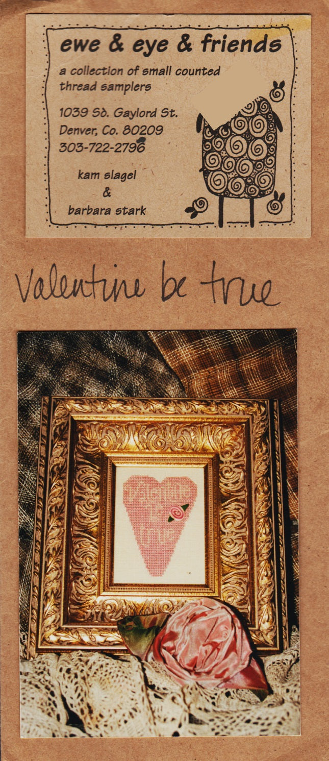 Ewe & Eye Valentine Be True cross stitch pattern