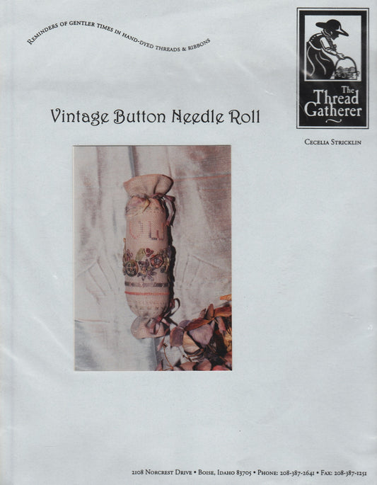 The Thread Gatherer Vintage Button Needle Roll cross stitch pattern