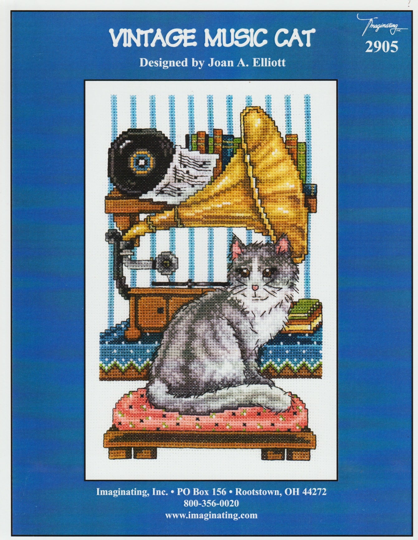Imaginating Vintage Music Cat 2905 cross stitch pattern