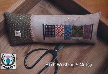 Thistles Washing 5 Quilts pinkeep pillow cross stitch pattern
