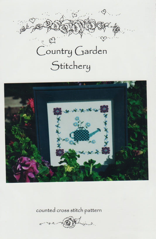 Country Garden Stitchery Watering Can In The Blue cross stitch pattern