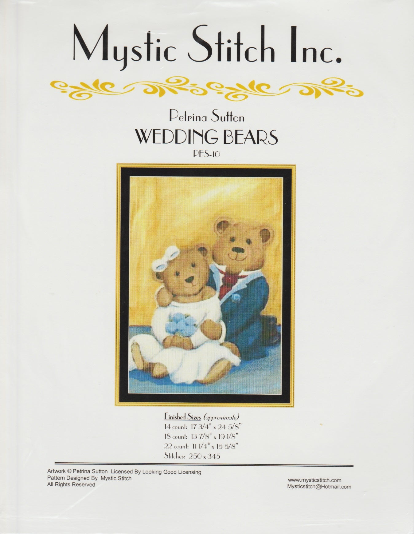 Mystic Stitch Wedding Bears PES-10 cross stitch pattern