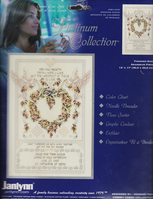 JanLynn Wedding Doves 080-0438 cross stitch kit