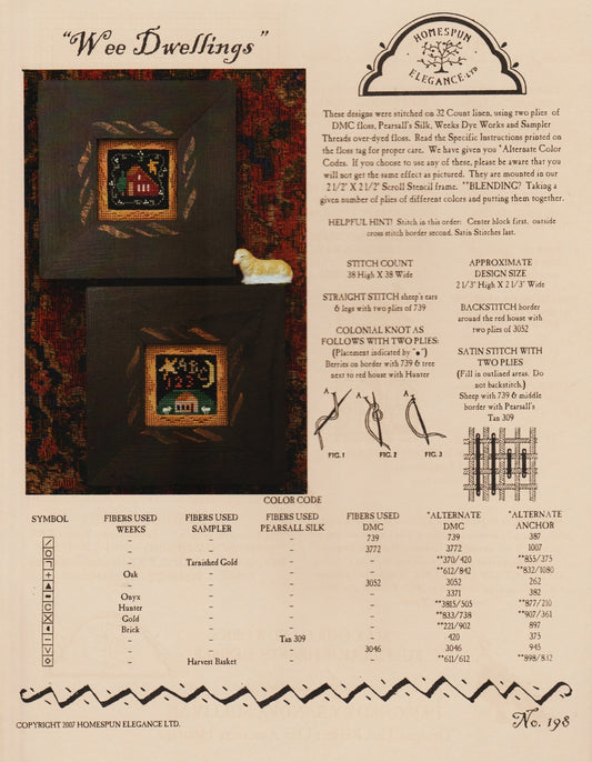 Homespun Elegance Wee Dwellings 198 cross stitch pattern
