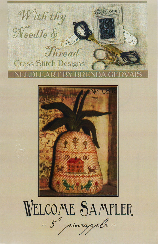 With Thy Needle & Thread Welcome Sampler 5" Pineapple cross stitch pattern