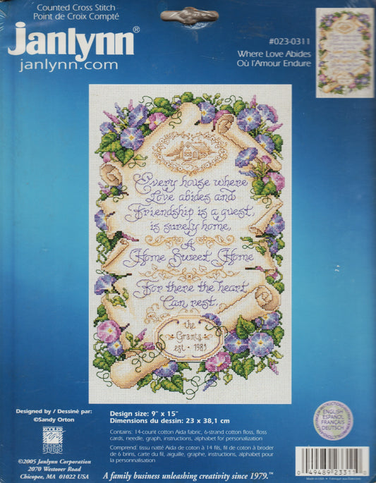 JanLynn Where Love Abides 023-0311 cross stitch kit