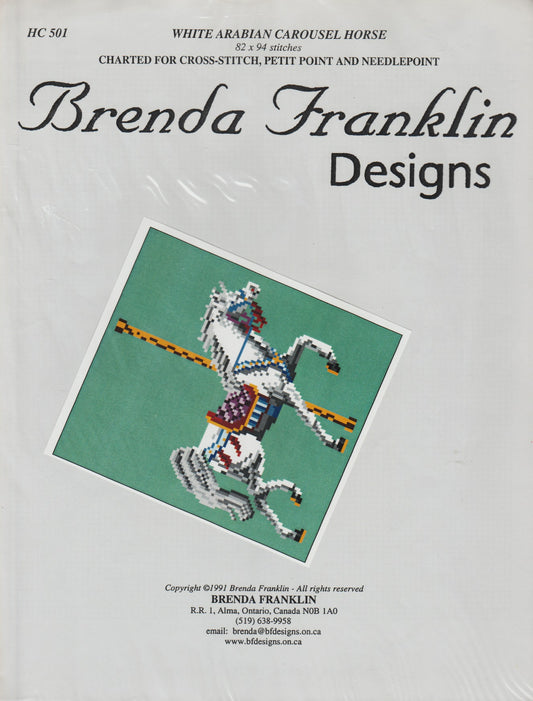 Brenda Franklin White Arabian Carousel Horse HC501 cross stitch pattern