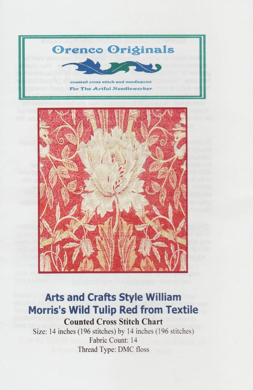 Orenco Wild Tulip Red from Textile flower cross stitch pattern