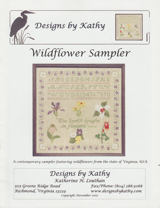 Designs by Kathy Wildflower Sampler cross stitch pattern
