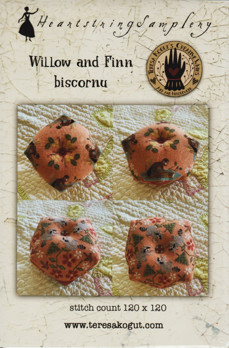 Heartstring Samplery Willow and Finn Biscornu cross stitch pattern
