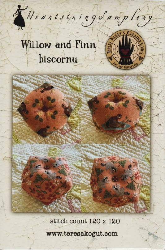 Heartstring Samplery Willow and Finn Biscornu cross stitch pattern